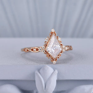 Antique Art Deco Couple Ring Set His and Her Wedding Band Engagement Ring matching rings - anerjuly