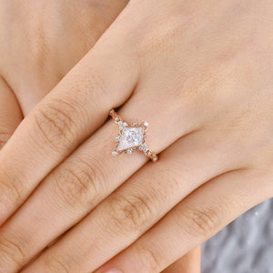 Antique Art Deco Couple Ring Set His and Her Wedding Band Engagement Ring matching rings - anerjuly