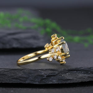 Black Onyx Couple Ring Set Yellow Gold Vintage Art Deco Engagement Ring matching rings - anerjuly