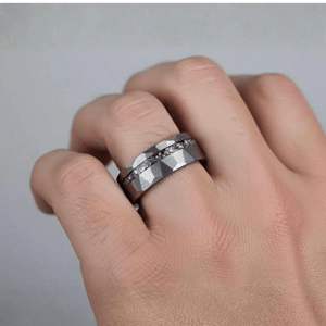 Black Rutilated Quartz Couple Ring Set His and Her Vintage Art Deco Engagement Ring for Leaf Branch Ring - anerjuly
