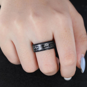 Black Rutilated Quartz Couple Ring Set His and Her Wedding Band Vintage Art Deco Engagement Ring for Men and Women Ring - anerjuly