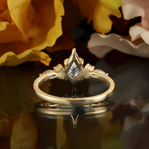 Black Rutilated Quartz Couple Ring Set His and Her Wedding Band Vintage Art Deco Engagement Ring matching rings - anerjuly