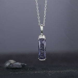Blue sandstone pendant necklace Dainty blue sandstone pendant necklace Unique blue sandstone pendant necklace Unique necklace gift for her - anerjuly