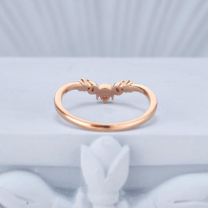 Celestial Crescent Round White Zircon Curved Wedding Band - anerjuly
