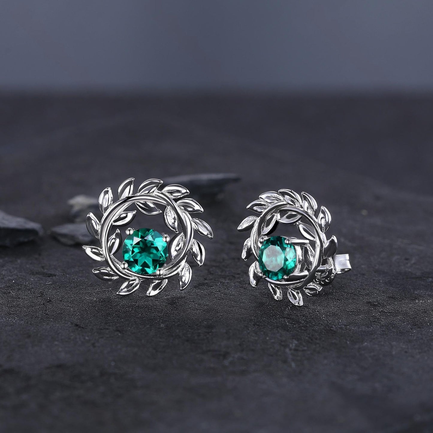 Dainty Emerald Earrings Green Emerald Studs Earrings Jewelry Vintage Floral Leaf Earrings May Birthstone Jewelry Anniversary Gift for Her - anerjuly