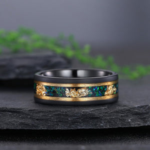 Emerald Matching Wedding Band Emerald And Emerald Engagement Couples Ring - anerjuly