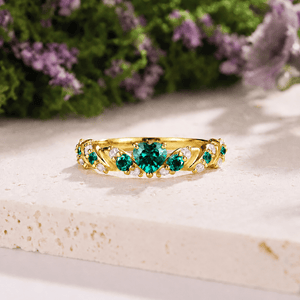 Green Emerald and Tungsten Couple Ring Set - anerjuly