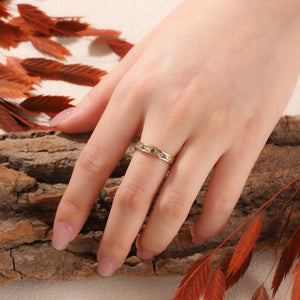 Vintage Leaf Vine Blue Sapphire Accent Wedding Band