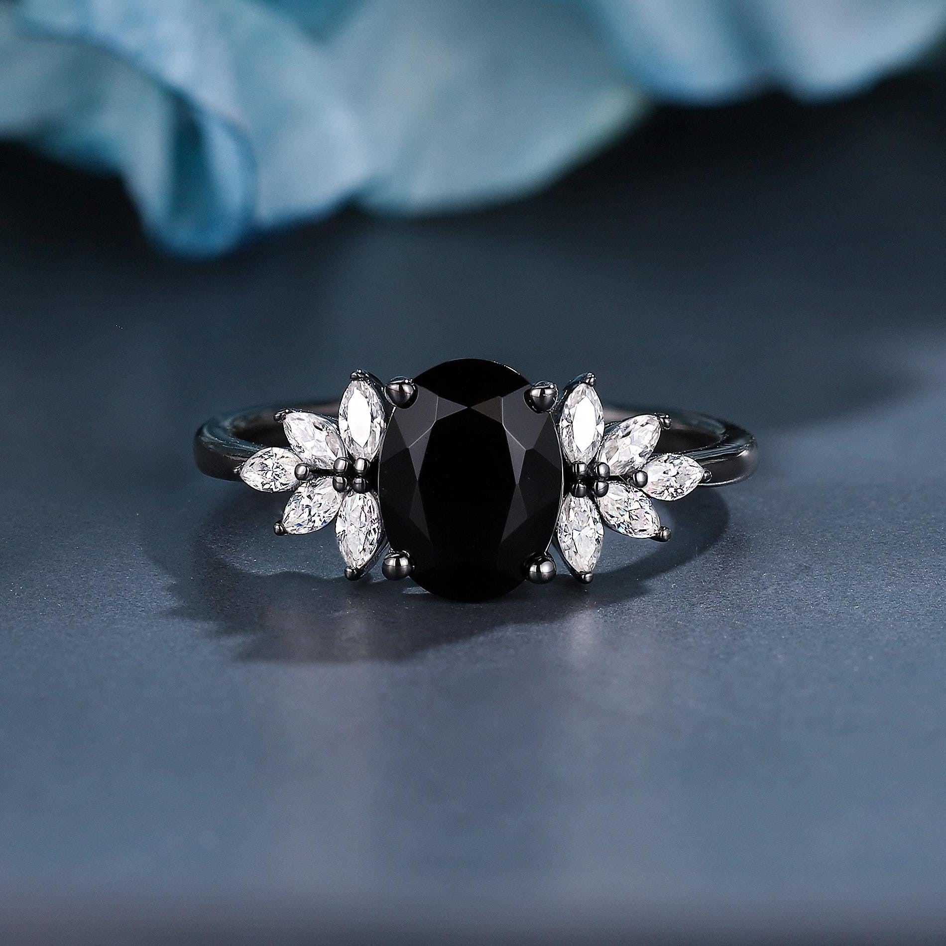 Oval Cut Natural Couple Ring Set His and Her Vintage Art Deco Engagement Ring