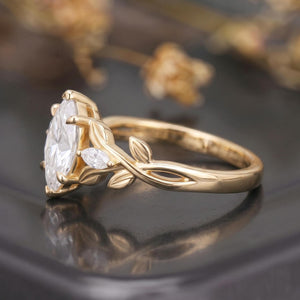 Leaf & Vine Marquise White Moissanite Engagement Ring