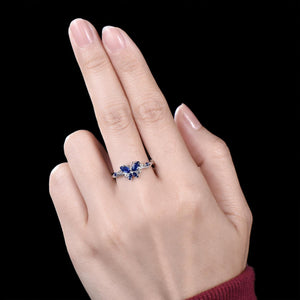 Marquise Sapphire Butterfly Tungsten Meteorite Opal Men's Band Nature Vine Blue Couples Rings - anerjuly