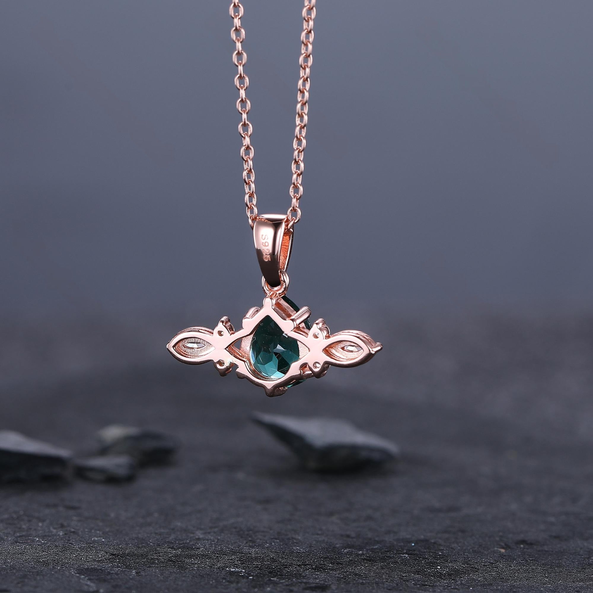 May Birthstone Emerald Pendant Jewelry Emerald Pear Shaped Emerald Moissanite Necklace Women Anniversary Gift - anerjuly