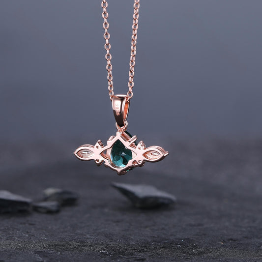 May Birthstone Emerald Pendant Jewelry Emerald Pear Shaped Emerald Moissanite Necklace Women Anniversary Gift - anerjuly