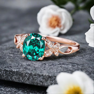 Oval Cut Fantasy Inspired Floral Leaf Bridal Set Unique His and Hers Rings Couple Ring - anerjuly