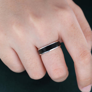 Pear Cut Vintage Black Onyx Couple Ring Set Tungsten Wedding Band for His and Her Promise Ring - anerjuly