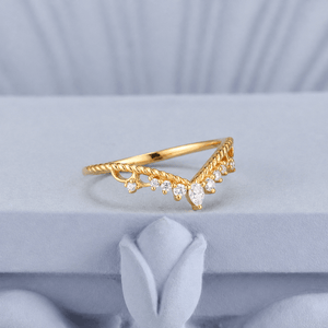 Rope Twist Marquise White Zircon Curved Wedding Band - anerjuly