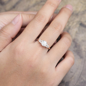 Round Moissanite Bridal Set Couple Ring Set His and Her Engagement Ring - anerjuly