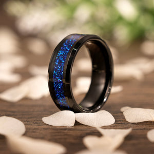 Round Sapphire Couples Ring Set Black Gold Wedding Band Engagement Ring Twig Leaf Sapphire Ring For Women Bridal Promise Ring - anerjuly