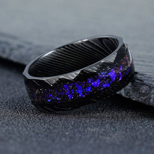 Sapphire couples ring set his her matching wedding band blue sapphire engagement ring unique art deco leaf promise ring - anerjuly