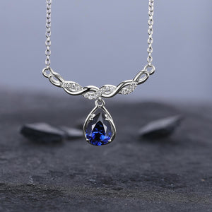 Stacking Sapphire Minimalist Infinity Moissanite Sapphire Birthstone Pendant Rose Gold, Perfect Birthday Gift - anerjuly