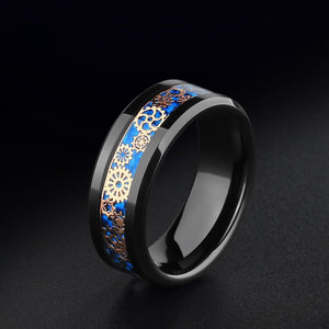 Tungsten Ring Mechanical Gear Punk Carbon Fiber Industrial Band - anerjuly
