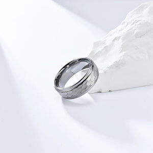 Tungsten Ring Minimalist Matte Silver Modern Everyday Band - anerjuly