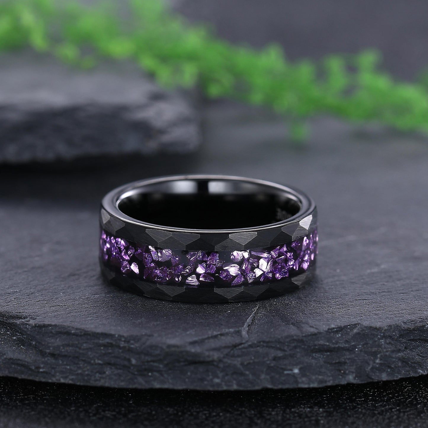 Vintage Amethyst Couple Rings Set His and Hers Matching Ring Set Nature Inspired Leaf Wedding Ring Set Amethyst Bridal Set Gifts for Her - anerjuly