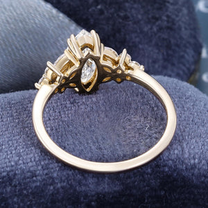 Vintage Marquise cut Moissanite Couple Ring Set His and Her Engagement Ring matching rings - anerjuly