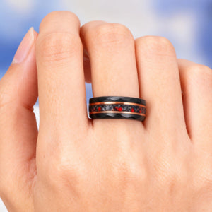 Vintage Marquise Cut Red Garnet Couple Rings Cluster Ring Nature Inspired Leaf Engagement Ring Set for Women - anerjuly