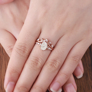 Vintage Moissanite Bridal Set Couple Ring Set His and Her Engagement Ring - anerjuly