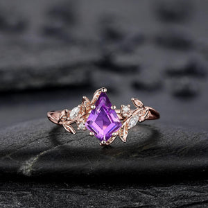 Vintage Pear Amethyst Engagement Ring Moissanite Halo Anniversary Rings For Women Milgrain Wedding Promise Rings Gift For Her - anerjuly