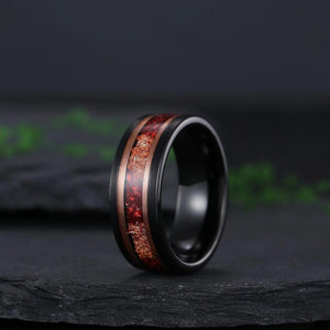 Vintage Red Garnet Couple Rings Cluster Ring Nature Inspired Leaf Engagement Ring Set for Women Black Gold Promise Ring Set - anerjuly