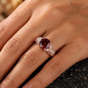 Vintage Filigree Round Red Garnet Engagement Ring