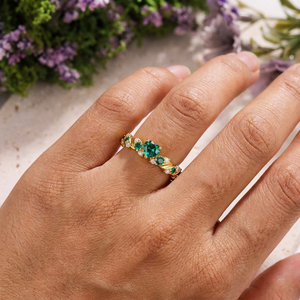 Twisted Vine Heart Green Emerald Promise Ring