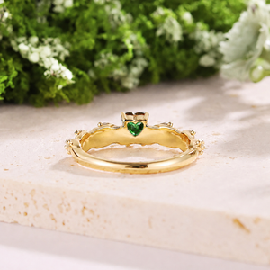Twisted Vine Heart Green Emerald Promise Ring