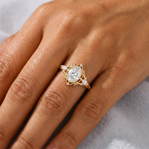 Her Ring - Vintage Milgrain Oval White Moissanite Engagement Ring