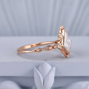 Antique Art Deco Couple Ring Set His and Her Wedding Band Engagement Ring matching rings - anerjuly