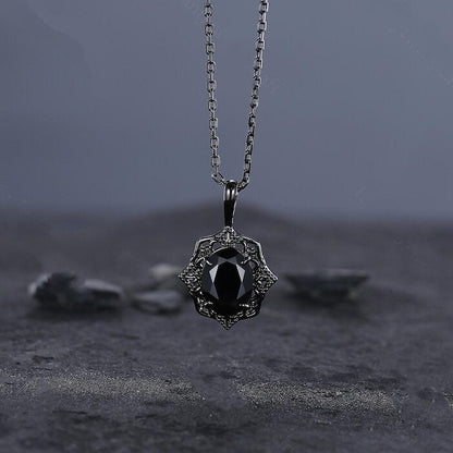 Antique Black Onyx Vintage Jewelry, Unique Personalized Pendant for Women, Anniversary Gifts for Her Birthday Jewelry - anerjuly