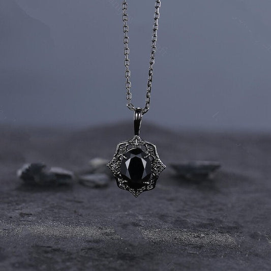 Antique Black Onyx Vintage Jewelry, Unique Personalized Pendant for Women, Anniversary Gifts for Her Birthday Jewelry - anerjuly