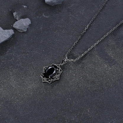 Antique Black Onyx Vintage Jewelry, Unique Personalized Pendant for Women, Anniversary Gifts for Her Birthday Jewelry - anerjuly