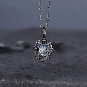 Antique Moss Agate Necklace, Vintage Moss Agate Jewelry, Unique Personalized Pendant for Women, Anniversary Gifts for Her Birthday Jewel - anerjuly