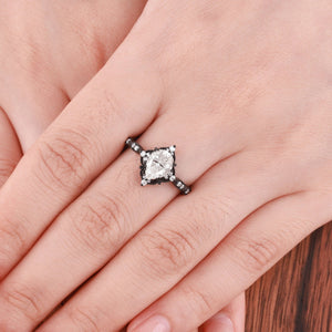 Antique Pear Cut Shaped Moissanite Engagement Ring Moissanite Wedding Ring Cluster Ring Art Deco Ring - anerjuly