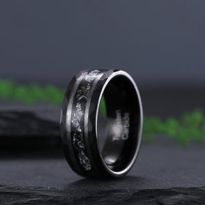 Black Rutilated Quartz Couple Ring Set His and Her Wedding Band Vintage Art Deco Engagement Ring for Men and Women Leaf Branch Ring - anerjuly