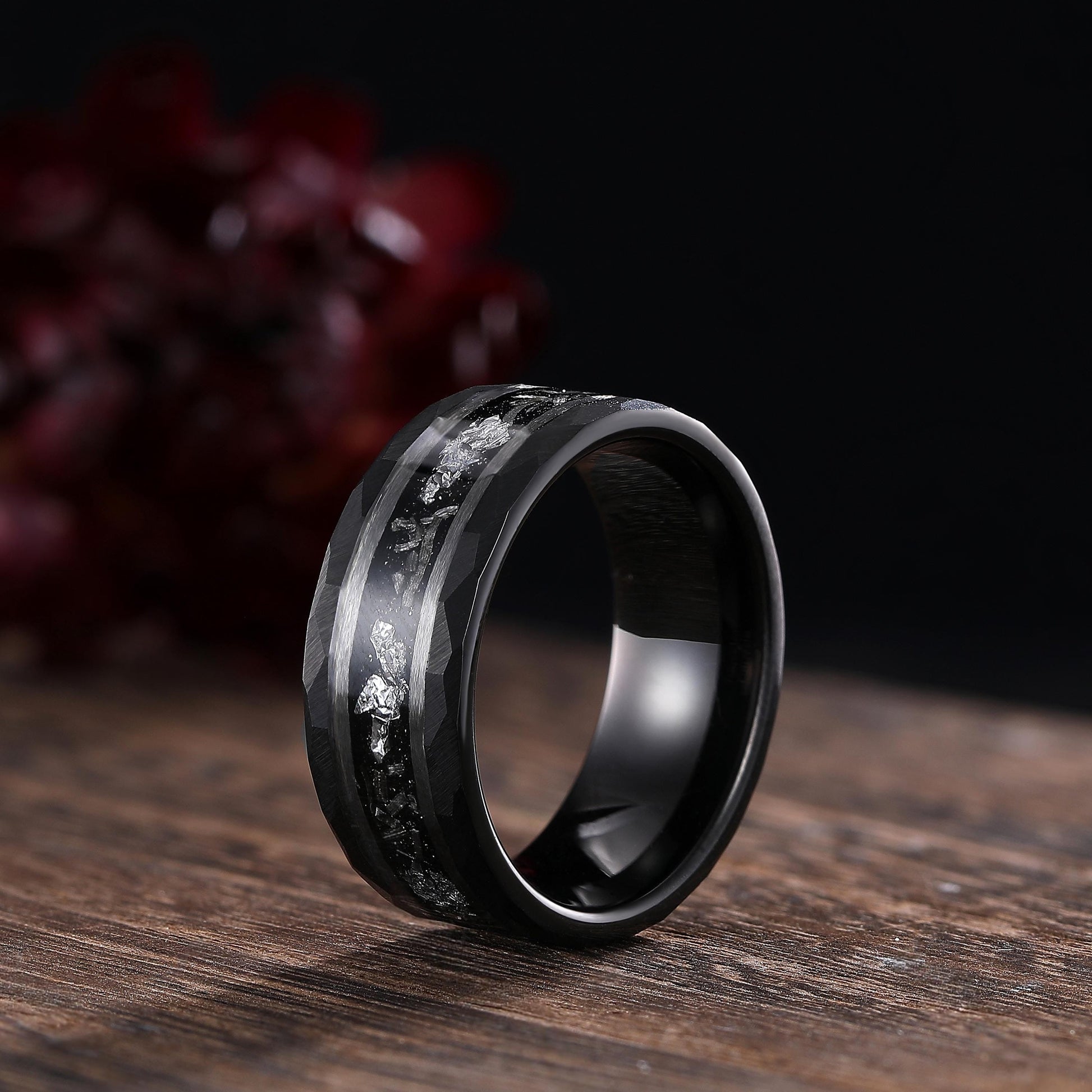 Black Rutilated Quartz Couple Ring Set His and Her Wedding Band Vintage Art Deco Engagement Ring for Men and Women Ring - anerjuly