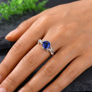 Black Tungsten Meteorite Opal Men's Band Nature Vine Blue Couples Rings - anerjuly