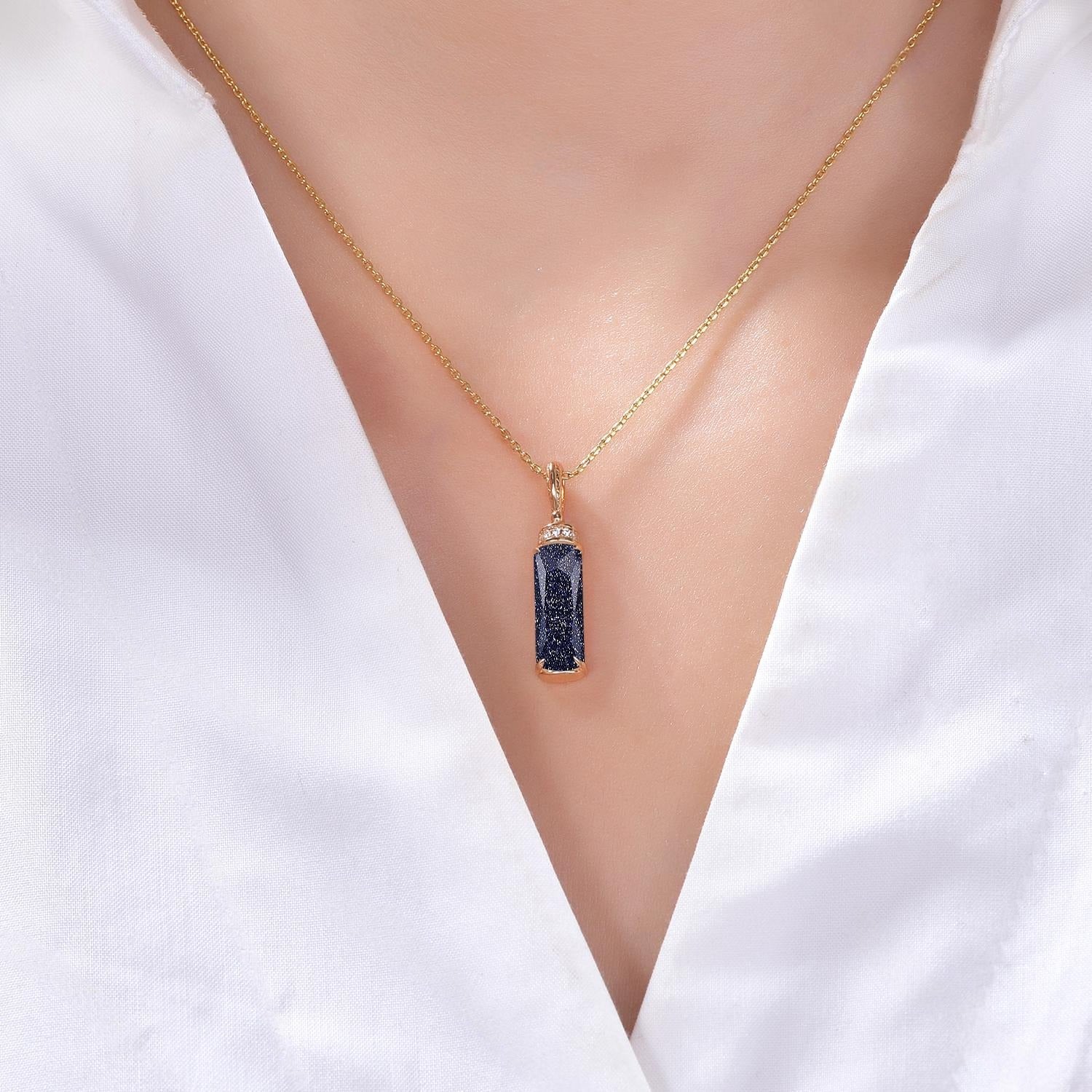 Blue sandstone pendant necklace Dainty blue sandstone pendant necklace Unique blue sandstone pendant necklace Unique necklace gift for her - anerjuly