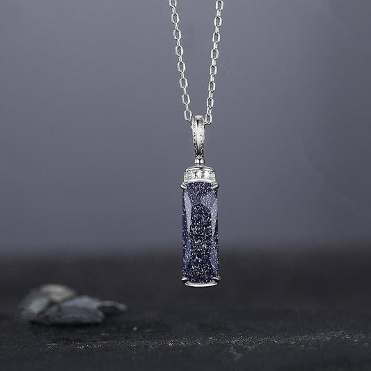 Blue sandstone pendant necklace Dainty blue sandstone pendant necklace Unique blue sandstone pendant necklace Unique necklace gift for her - anerjuly