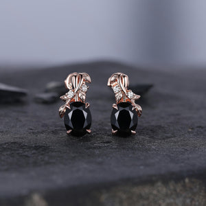 Dainty Twisted Black Onyx Earrings Rose Gold Branches Stud Earrings Women Unique Promise Anniversary Gift for Her Bridal Promise Jewelry - anerjuly