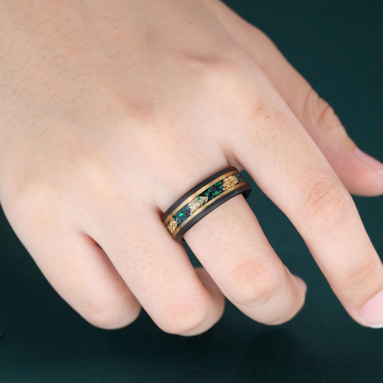 Emerald Matching Wedding Band Emerald And Emerald Engagement Couples Ring - anerjuly