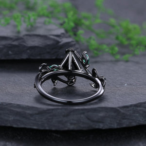 Emerald Matching Wedding Band Emerald And Emerald Engagement Couples Ring - anerjuly